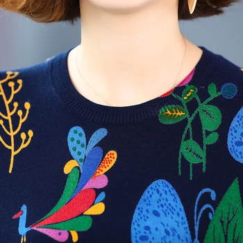 Rudenį, Žiemą Megztinis Džemperis Moterims Aukštos Kokybės Laisvi Megztiniai Džemperiai Moterų Minkštas Animacinių filmų spausdinti džemperis Moterims