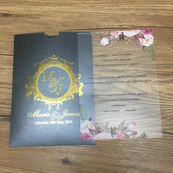 2018 nemokama projektavimo užsakymą spalvinga spausdinti akrilo kortelės, vestuvių kvietimas skaidrus,kišenėje paketas krikštas