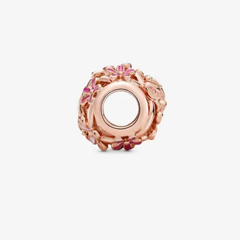2020 m. Pavasarį Naujas 925 Sterlingas Sidabro Karoliukai ažūrinės figūrinių Rožinė Daisy Gėlių Pakabukai tinka Originalus Pandora Apyrankės Moterims 