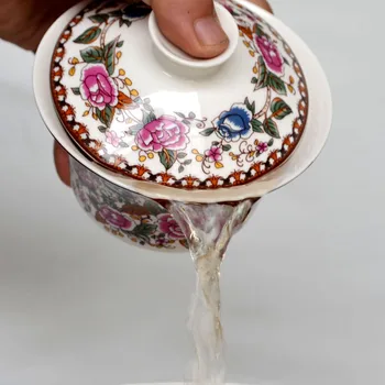 Gaiwan 200ml tureen penoy patys puodeliai porcelianiniai Jingdezhen tradicinės kinų arbatos rinkinys dangčio puodeliai lėkštė teaware dangčiu dubuo