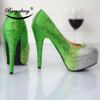 2019 Moteriški vestuviniai bateliai Žalios Palaipsniui Mados Vestuvių batai Kristalų Batų Nuotaka bridesmaid ' s sweet šalies batų