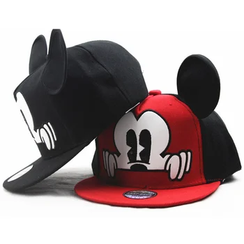 Disney Mickey Mouse Ausys Beisbolo kepuraitę Baby Berniukas ir Mergaitė Priedai Mielas Hip-Hop Animacinių filmų Akių Bžūp Vaikų Sporto Reguliuojamas Skrybėlę 2-8Y