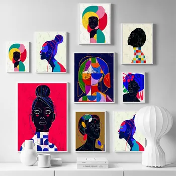 Afrikos Moteris Spalvinga Drobė Abstrakčios Tapybos Sienos Menas, Plakatų ir grafikos, Tapybos Skandinavijos Meno Nuotraukas Kambario Apdaila