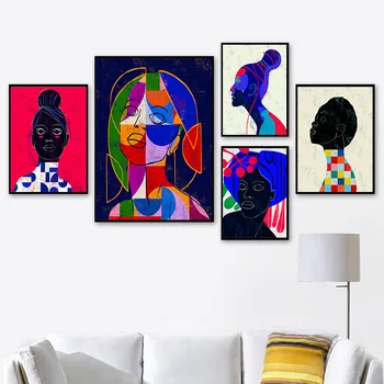 Afrikos Moteris Spalvinga Drobė Abstrakčios Tapybos Sienos Menas, Plakatų ir grafikos, Tapybos Skandinavijos Meno Nuotraukas Kambario Apdaila