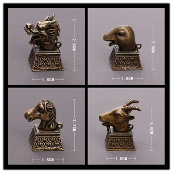 Kinija Žalvario archaize zodiako antspaudas mažas statula #2