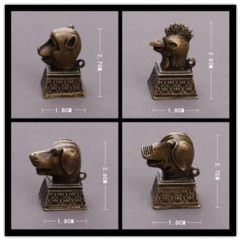 Kinija Žalvario archaize zodiako antspaudas mažas statula #2