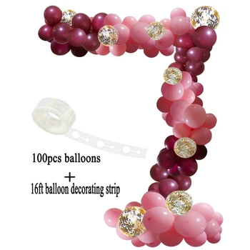 102pcs rožė raudona balionas arch tilto gumos grandinės gumos taško balionas kostiumas Rožinė Aukso Serija