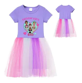 Mergaičių Suknelė LOL Lėlės, Vaikų trumpomis Rankovėmis Suknelės Kūdikių Merginos Princesė Suknelė Šalies Drabužių Gimtadienio Suknelės