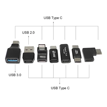 USB Tipo C USB Adapterį, OTG, USB, C, Vyrų ir Moterų Tipas C su USB 3.0 Moterų Adapteris Krauti Konverteris Duomenų Jungtis