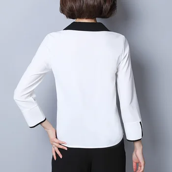 Naujas OLIS Šifono Palaidinės Moterims, Baltos spalvos Marškinėliai 2018 M. Rudenį V Kaklo Moterų Elegantiška Palaidinė Slim Office Lady Viršūnės S/M/L/XL/2XL