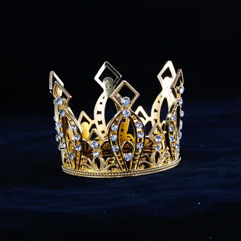 Golden Crown Tortas Topper Tiara Pyragas Papuošalai Desertas Dekoro Amatų Šalies Atsargų, Gimtadienis, Vestuvės