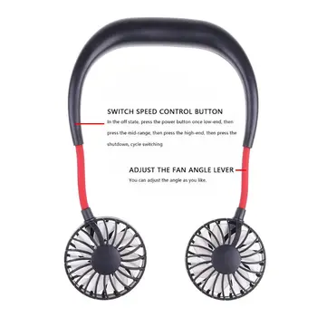 Nešiojamų Rankų, Kaklo Juosta Kabinti Gerbėjai USB Įkrovimo 360 laipsnių Padarinių Dual Fan Mini Oro Aušintuvas Vasarą