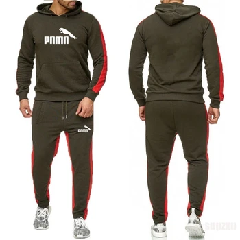 2020 mados prekės ženklo naujų atsitiktinis vyrų gobtuvu sportinę sweatpants medvilnės raišteliu mados fitneso sporto kostiumas