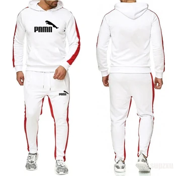 2020 mados prekės ženklo naujų atsitiktinis vyrų gobtuvu sportinę sweatpants medvilnės raišteliu mados fitneso sporto kostiumas