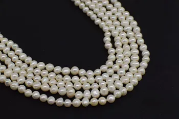 5rows gėlavandenių perlų balta netoli raundas 7-8mm +sea shell gėlių karoliai 48-58cm FPPJ didmeninė karoliukai pobūdis