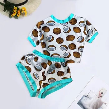 Vasaros Moterų pižama Mama&Baby Spausdinti Atsitiktinis Sleepwear Įgulos Kaklo Medvilnės naktiniai drabužiai Viršuje Šortai Namų Kostiumas Moterims, Drabužiai 2021