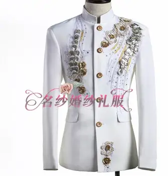 M--4XL / Hot / vyriški Naujas Mados Siuvinėjimo kostiumai zhongshan kostiumas atsitiktinis apykaklę