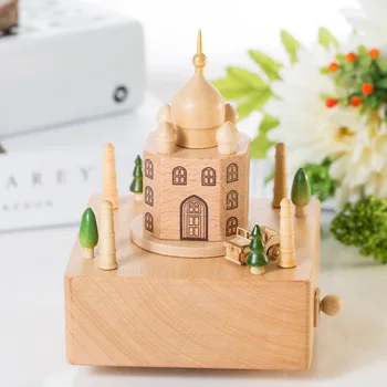 Šiltas gražus medienos music box medinių amatų kūrybinės gimtadienio dovanos Indijos Taj Mahal lauke namų puošybai papuošalai