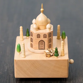 Šiltas gražus medienos music box medinių amatų kūrybinės gimtadienio dovanos Indijos Taj Mahal lauke namų puošybai papuošalai
