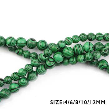 WLYeeS Sintetinių žalia Malachito karoliukai, apvalūs stone 4-12mm prarasti granulių papuošalai, apyrankės padaryti 