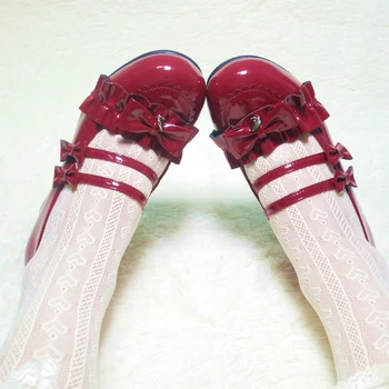 Saldus mergina Lolita aukšti kulniukai, suapvalinti tne lankas Pasakų japonijos studentų Lolita batai moterų stambusis kulno anime cosplay didelis dydis 41 42