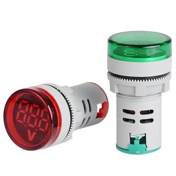 22mm Skaitmeninis Ammeter LED Ekranas Srovės Testeris, Matuoklis Voltmeter su Aikštė Turas Signalo Lemputė Asortimentą, AC 60-500V/DC 6-100V