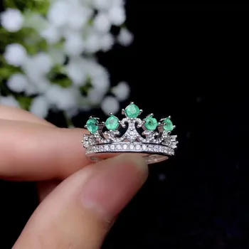Crown smaragdas žiedas Realus Ir Natūralus smaragdas žiedas 925 sterlingas sidabro Fine jewelry Perlas žmogui ar Wowen