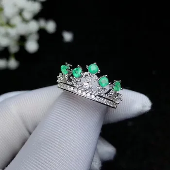 Crown smaragdas žiedas Realus Ir Natūralus smaragdas žiedas 925 sterlingas sidabro Fine jewelry Perlas žmogui ar Wowen