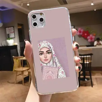 Musulmonų arabų Islamo Hijab Veido Gril Telefono dėklas Skaidri minkšta iphone 5 5s 5c se 6 6s 7 8 11 12 plus x mini xs xr pro max
