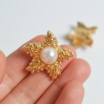 Jūros žvaigždė pearl moterų ausies klipą auskarai be auskarų, auksinės ear clip mados 2020 m.
