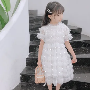 Baby Girl Gimtadienio Nėrinių China Suknelė Vaikams Mielas Spalvingas Tiulio Kostiumai Vaikams Šviečia Etapo Rezultatus Drabužius 18M-10T