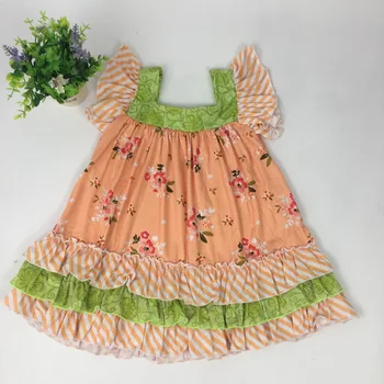 Puresun Kūdikių, Mergaičių Drabužiai Vaikams Dėvėti Vasaros Suknelė Su Mygtuką Gėlių Minkštos Raukiniai, 