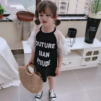 Vaikų vasaros Drabužių mergina oficialų suknelė mados nėriniai trumparankoviai princesė dress kūdikių ToddlerT-shirt 3-8 kokybės vaikiški drabužiai