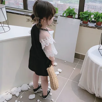 Vaikų vasaros Drabužių mergina oficialų suknelė mados nėriniai trumparankoviai princesė dress kūdikių ToddlerT-shirt 3-8 kokybės vaikiški drabužiai