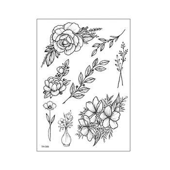 Gėlių rankos vandeniui juoda ir balta tatuiruotė lipdukas gėlė ginklą pobūdžio geometrinių dizaino kūrybos tatuiruotė lipdukas BB2