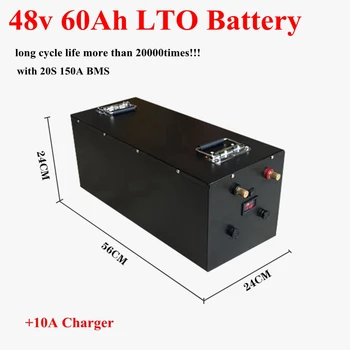 Įkrovimo LTO 48V 60AH Ličio titanatas baterija 2.4 v LTO baterijos Saulės sistemos motoroleris RV Triratis+10A Įkroviklis
