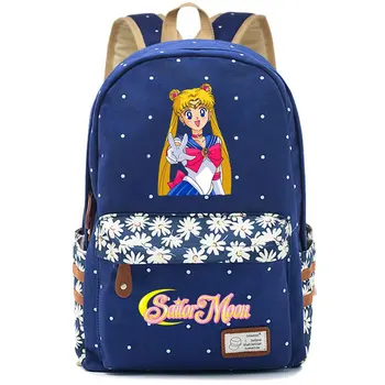 Naujas Kawaii Anime Sailor Moon Spaudinių Berniukas Mergina Vaikų Knygų Krepšiai Moterims Gėlių Nešiojamas Kelionių Kuprinė Drobė Vyrų Bagpack Kuprinę