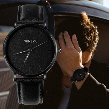 ŽENEVA, Laikrodžių Vyrų Laikrodžiai 2020 Ultra Plonas Odinis Laikrodis Kvarcinis Žiūrėti Vyrų Paprastas Dizainas Laikrodis relogio masculino reloj hombre