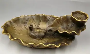 Kinijos Ranka Raižyti Lotus lapų žalvario Namų Dekoro Moliuskui Smilkalų Degiklis Statula