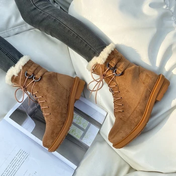 RIBETRINI Naujas Stilingas aukštos kokybės batų raišteliai Skidproof Vienintelis Laisvalaikio Išlaikyti Šiltas Kailis Žiemą Sniego Kulkšnies Bateliai Moterims, Batai Batus