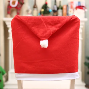 Balta Raudona Kalėdos Kėdė Padengti Neaustinių medžiagų Kalėdų Valgomasis Kėdės Apima Spandex Viešbutis Dekoro Naujųjų Metų Šaliai Vakarienės Stalo ir Kėdės