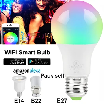 10vnt WiFi Smart Lemputės,šviesos srautą galima reguliuoti,Spalvotų,pažadinimo Žibintai,RGBWW LED Lempos,Suderinama su Alexa 