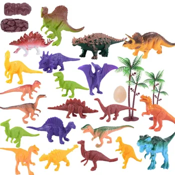 MIPOZOR 50pcs/Set Juros periodo Dinozaurai Veiksmų Skaičiai Žaislai Modelis Gyvūnų 7-18cm Vaikų dovanų Mielas Dinozauras, Groja Juokinga