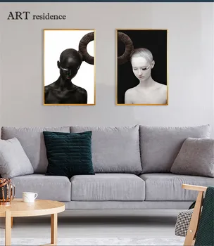 Menas gyventi Abstrakčiai juoda ir balta moteris plakatas drobės tapybos meno namo gyvenamasis kambarys miegamasis apdaila