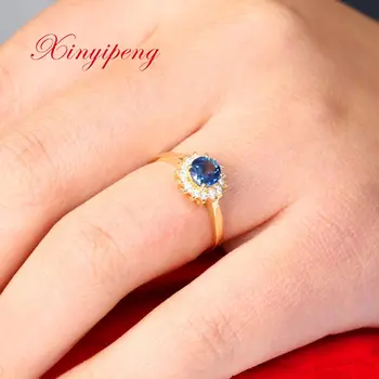 Xin yi peng 18 k geltonos aukso inkrustacijos gamtos violetinė Safyro žiedas moterims žiedas Gražus, dosnus