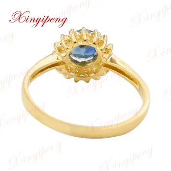 Xin yi peng 18 k geltonos aukso inkrustacijos gamtos violetinė Safyro žiedas moterims žiedas Gražus, dosnus