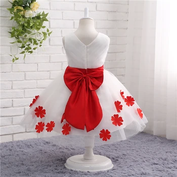 Raudona Gėlių mergaičių Suknelės Vestuvėms-line V-kaklo Tiulio Varčios Pirmosios Komunijos Suknelės Mergaitės