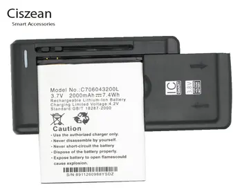 Ciszean 1x 3.7 V 2000mAh Bateriją+Universalus kroviklis C706043200L 