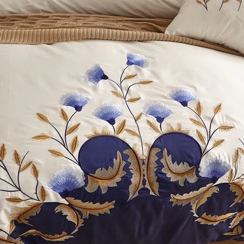 Baltos spalvos Juoda, Siuvinėta Prabangus Patalynės komplektas 60S Egipto Medvilnės Dvigubai Karalius ir Karalienė dydžio lova lape nustatyti 38