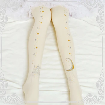 Princesė saldus lolita pėdkelnės Japonijos saldus, minkštas sesuo derliaus pėdkelnės Star Mėnulis Pilis Aukso Spausdinti Mergina pėdkelnės WXL039